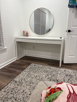 White Vanity Desk with Two Drawers