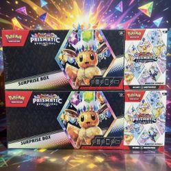 Pokémon Prismatic Evolutions Sealed Lot - 2 Surprise Boxes & 2 Booster Bundles