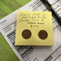 Two Copper Lincoln Pennies 