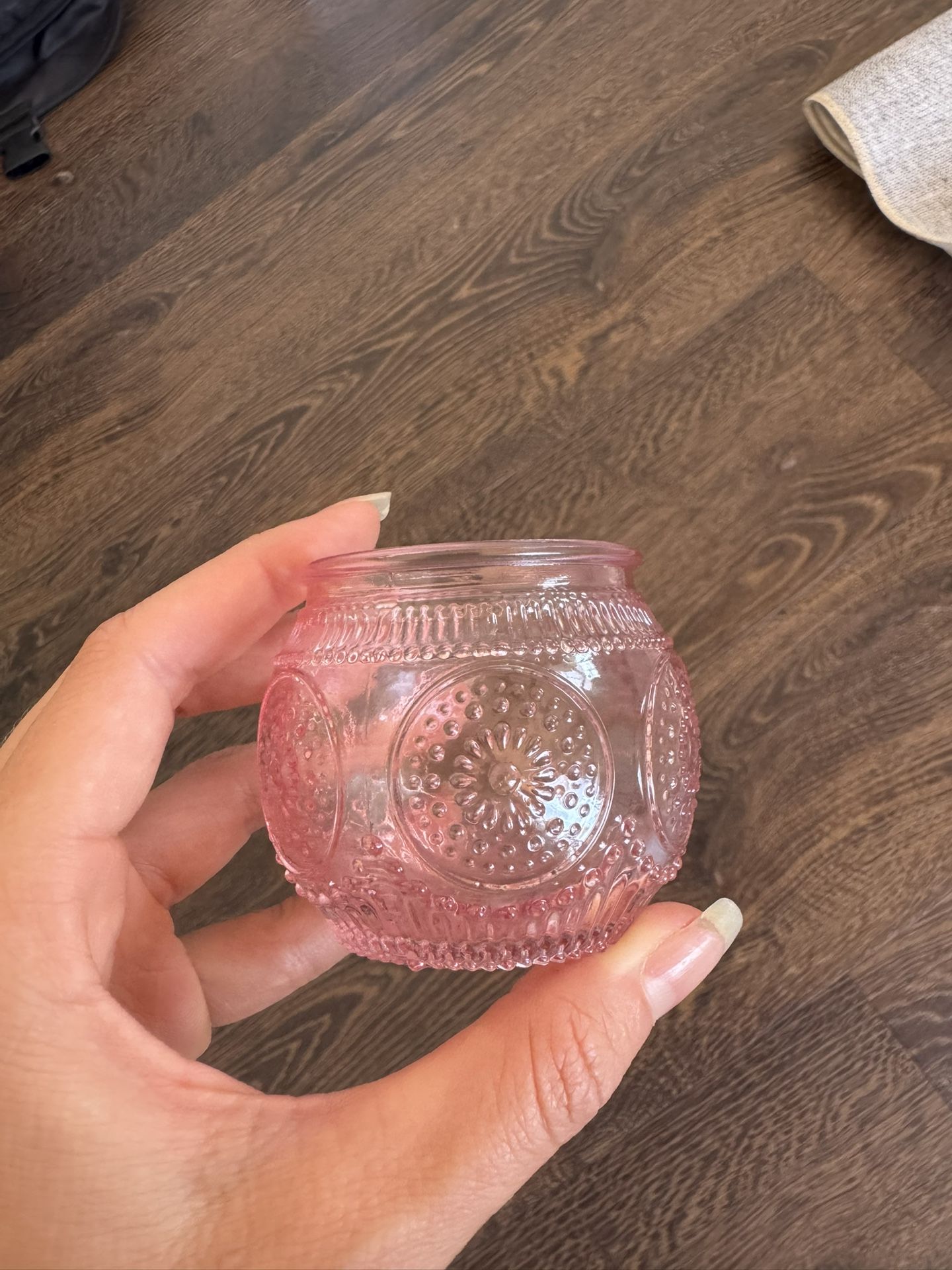 Pink Glass Jars Or Candle Holders