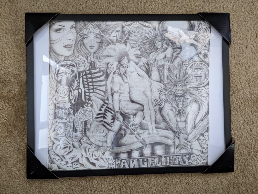 Prison Art, Aztec, Mexican, Chicano, Xicano, Pen, Hand drawn