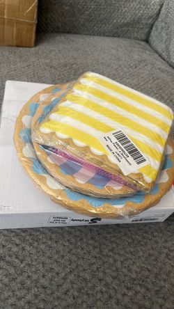 Pastel striped party supplies