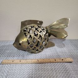 Brass Ooen Scale Hanging  fish lantern or candle holder