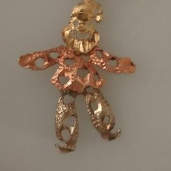 Vintage 14 Kt Gold Clown With chain