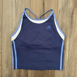 Adidas vintage high neck halter workout crop tank top