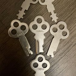 Vintage EXCELSIOR Key Lot Steamer Locker Cash Register Safe Chest *8keys* Newi