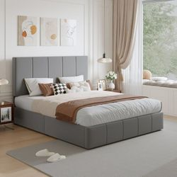 Amolife Full Dutch Velvet Upholstered Platform Bed Frame