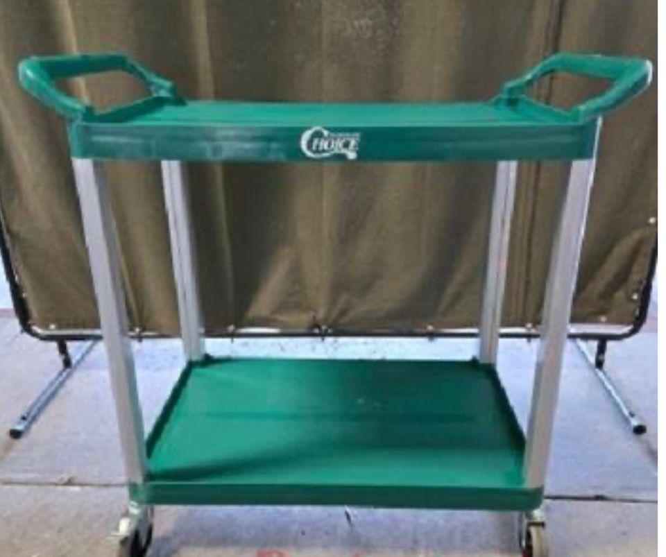 Large Bus Cart With Two Shelves 31" X 19" - Green