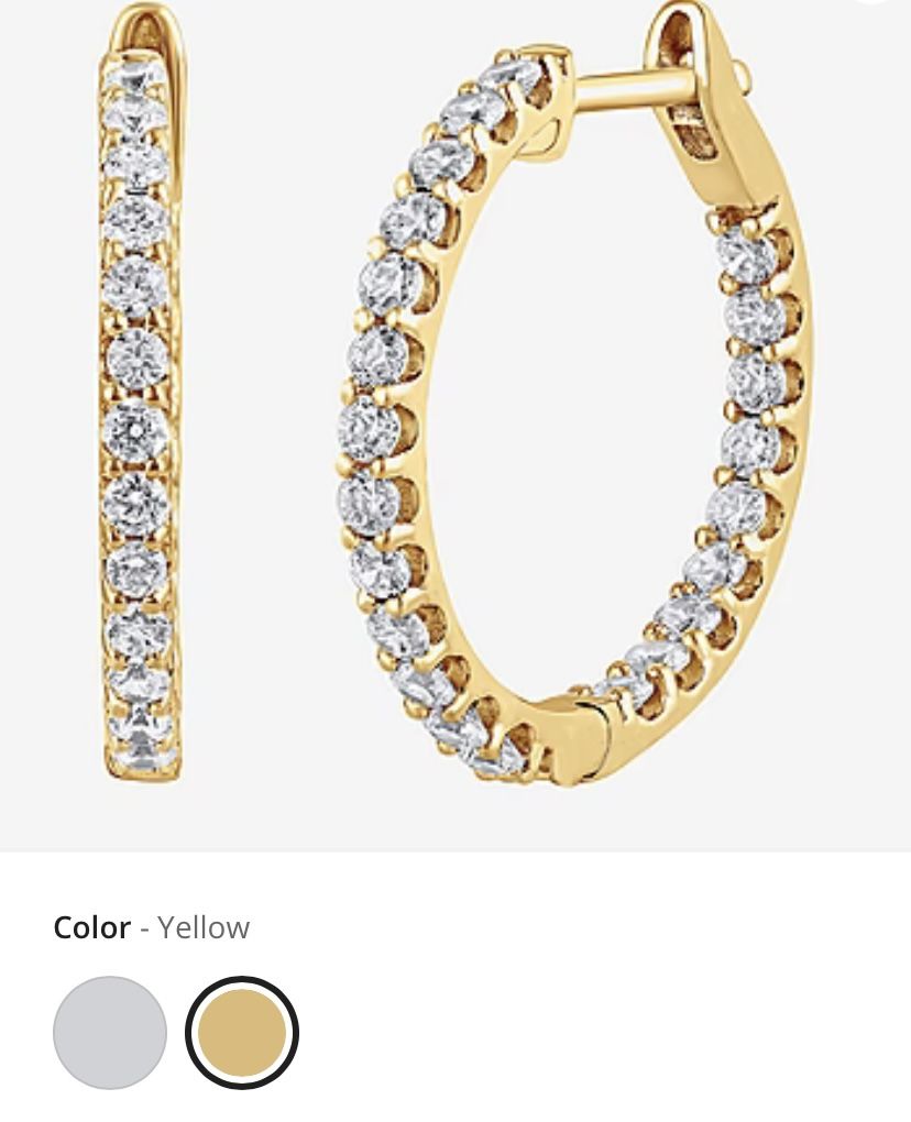 14k 1/2 CT Diamonds Hoop Earrings