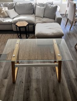 Glass Desk With Wooden Legs