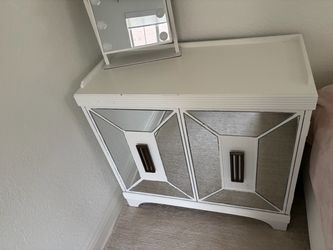 White Mirrored Two-Door Cabinet