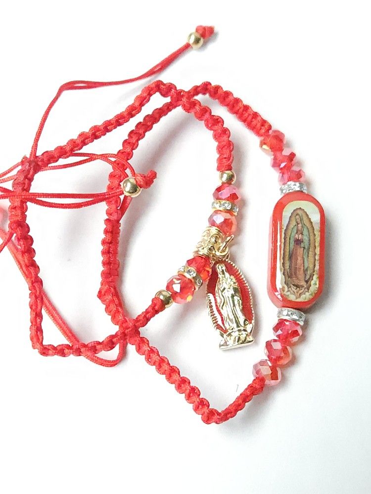 Thread Beaded Adjustable Bracelets Virgen De Guadalupe