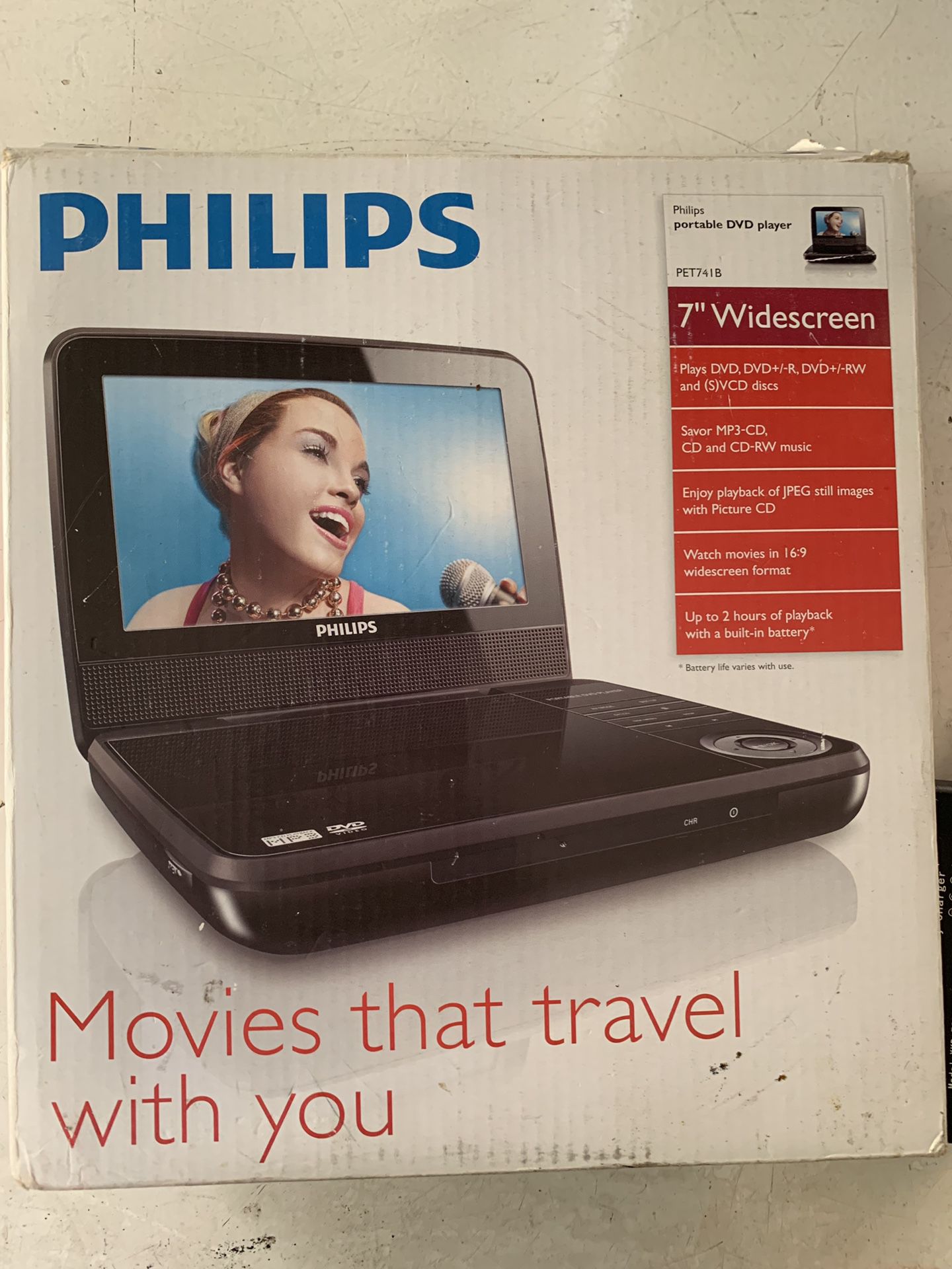 7” Widescreen Portable DVD Player /mp3-cd player