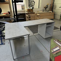 Modern Gray L-Shape Office Desk