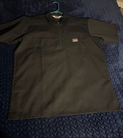 Men’s Black Ben Davis Zip Up Work Shirt, Size large
