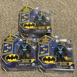 LOT OF 3 DC Comics Bat-Tech Suit Batman 4-inch Action Figure 1st Edition - Brand New