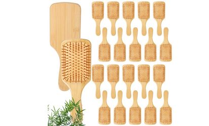 2 Bamboo Paddle Hair Brushes Bulk Set