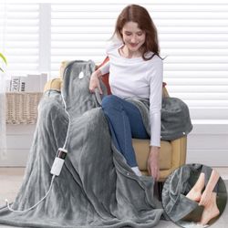 Electric Heated Blanket Throw 50'x62'' Fleece Heating Blanket Machine Wash