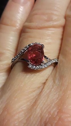 Raspberry topaz sterling silver PLATED rings