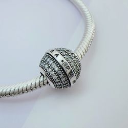 Pandora Logo Silver Charm For Silver Bracelet 