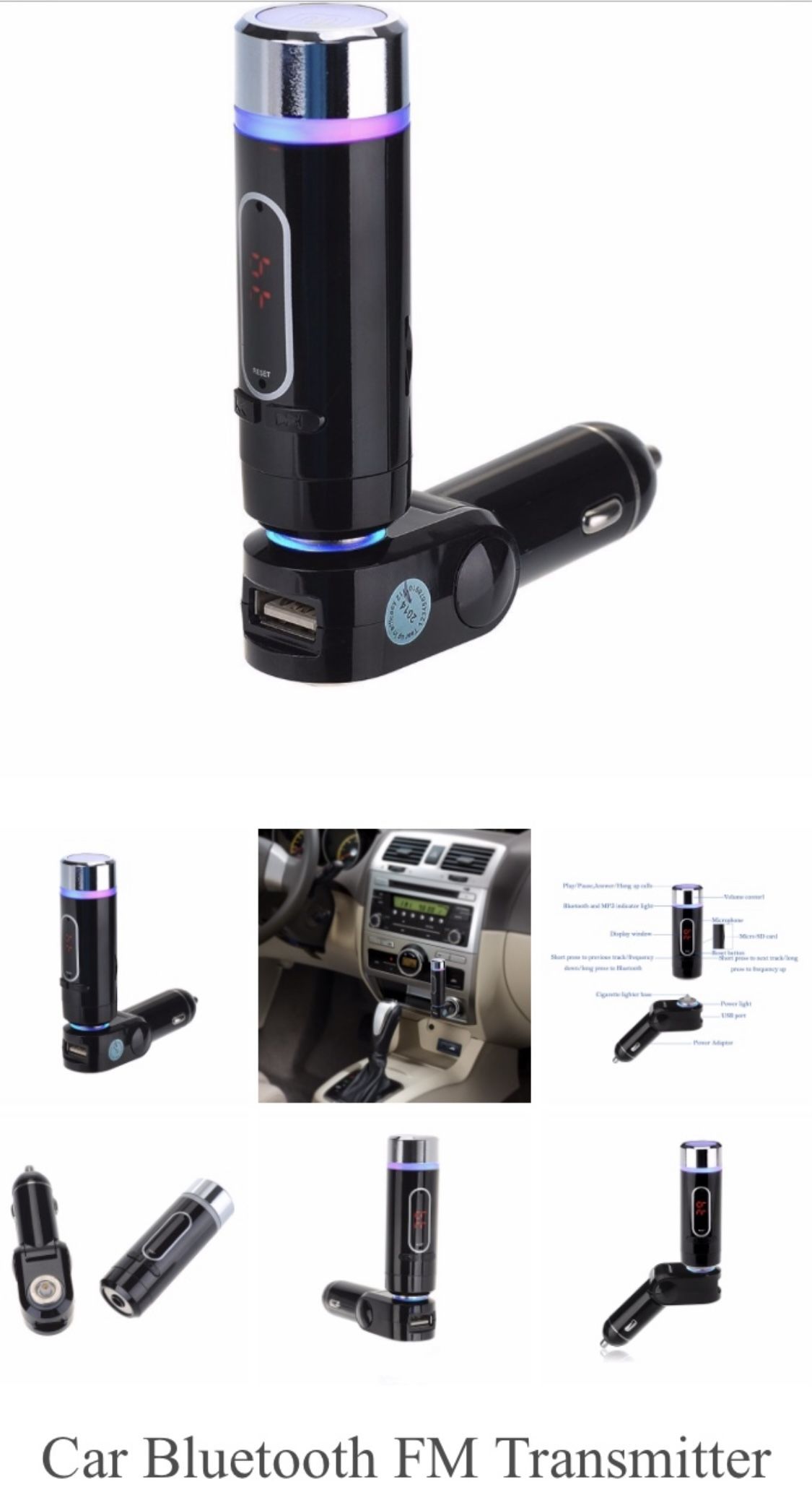 Brand new in box. (10 available) Car Bluetooth FM Transmitter Wireless MP3 Radio Adapter Car Kit USB Charger. (Hablamos español) Basically a plug and