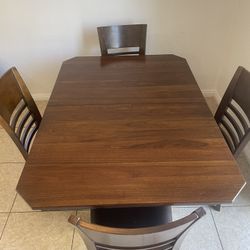 Ashley Solid Wood Dining Table with Self-Storing/Leaf