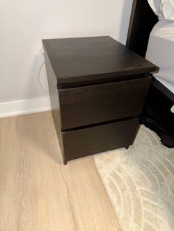 IKEA MALM 2-Drawer Nightstand / End Table, Black-Brown