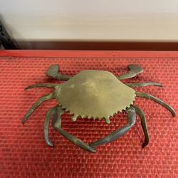 Vintage Crab Solid Brass Ashtray Trinket Box Hinged Lid 