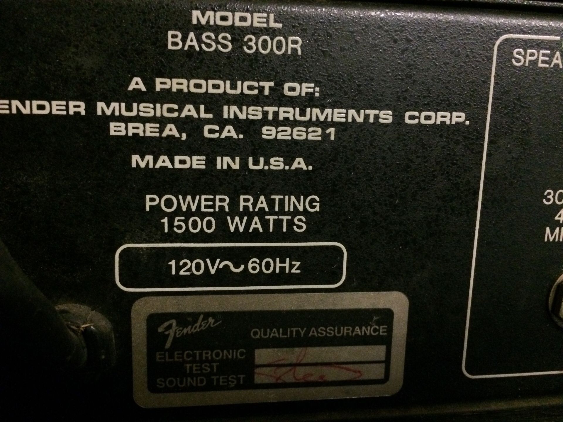 300 watt Fender bass amp