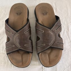 Men’s Flip-Flops Leather Brown Size 10M