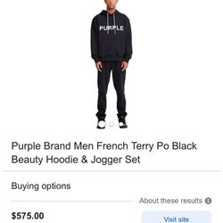 purple brand french terry lo black jogger set size small