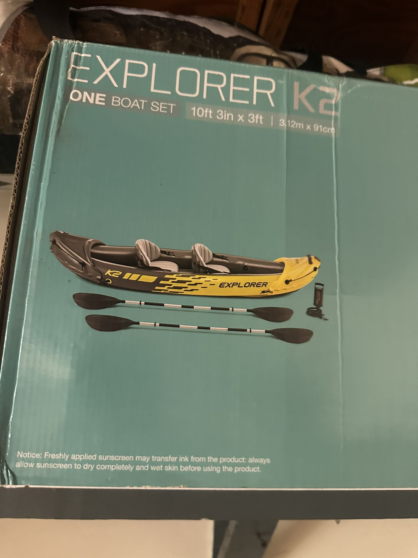 Intex Kayak inflable amarillo para 2 personas Explorer K2 con remos de aluminio y bomba de aire