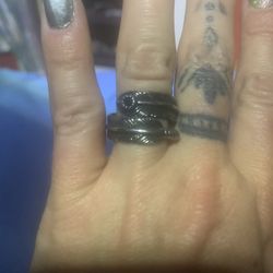 Sterling Silver and Onyx Feather Ring 