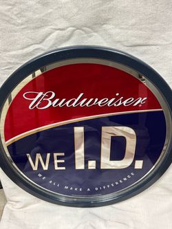 Budweiser We I.D. Oval Mirror Sign