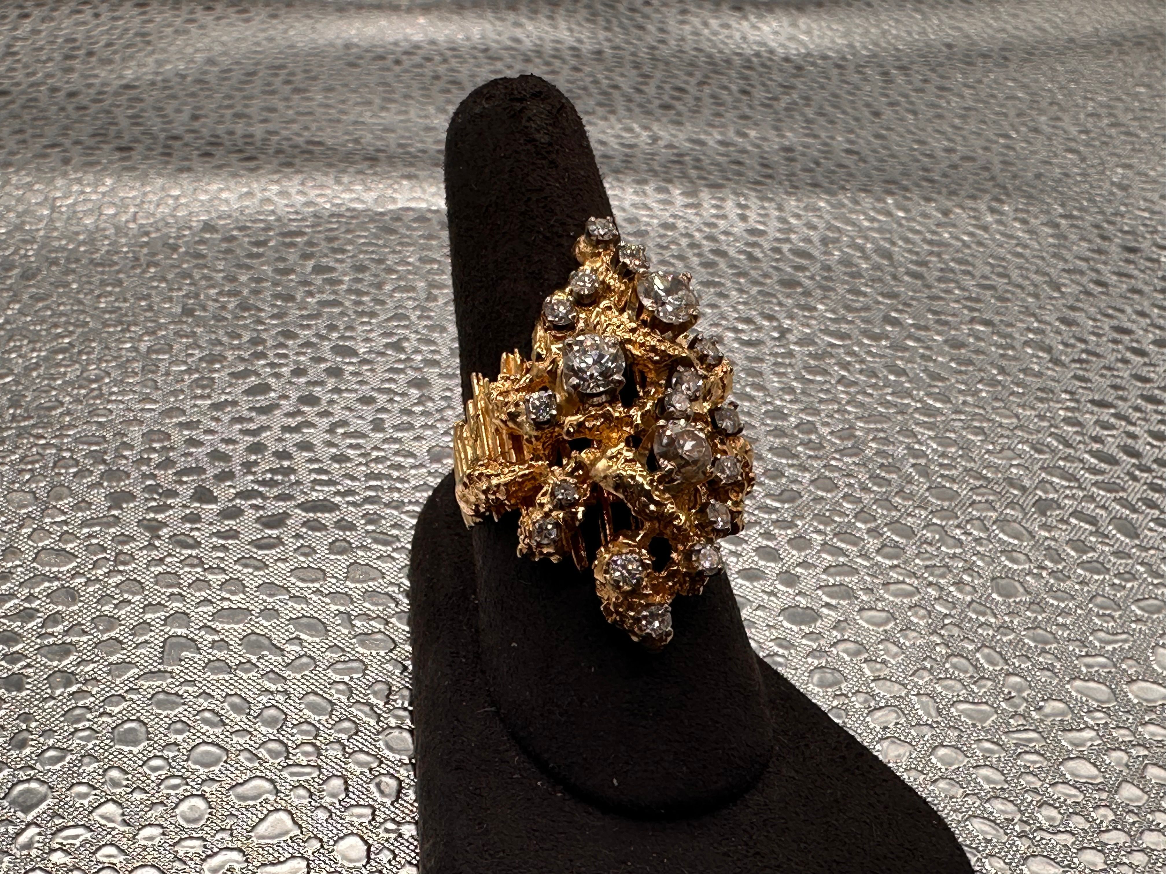 Womans Nugget ring 14K Gold With Diamonds 38127-1 sh