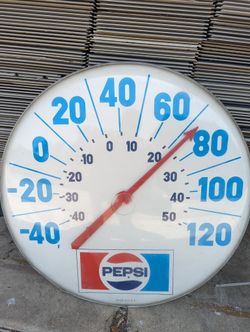 Vintage 18` Round Pepsi Thermometer