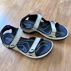ECCO Offroad Men’s Sandals Size 40 EU (6-6.5 US) Beige Leather Hiking Walking Open Toe
