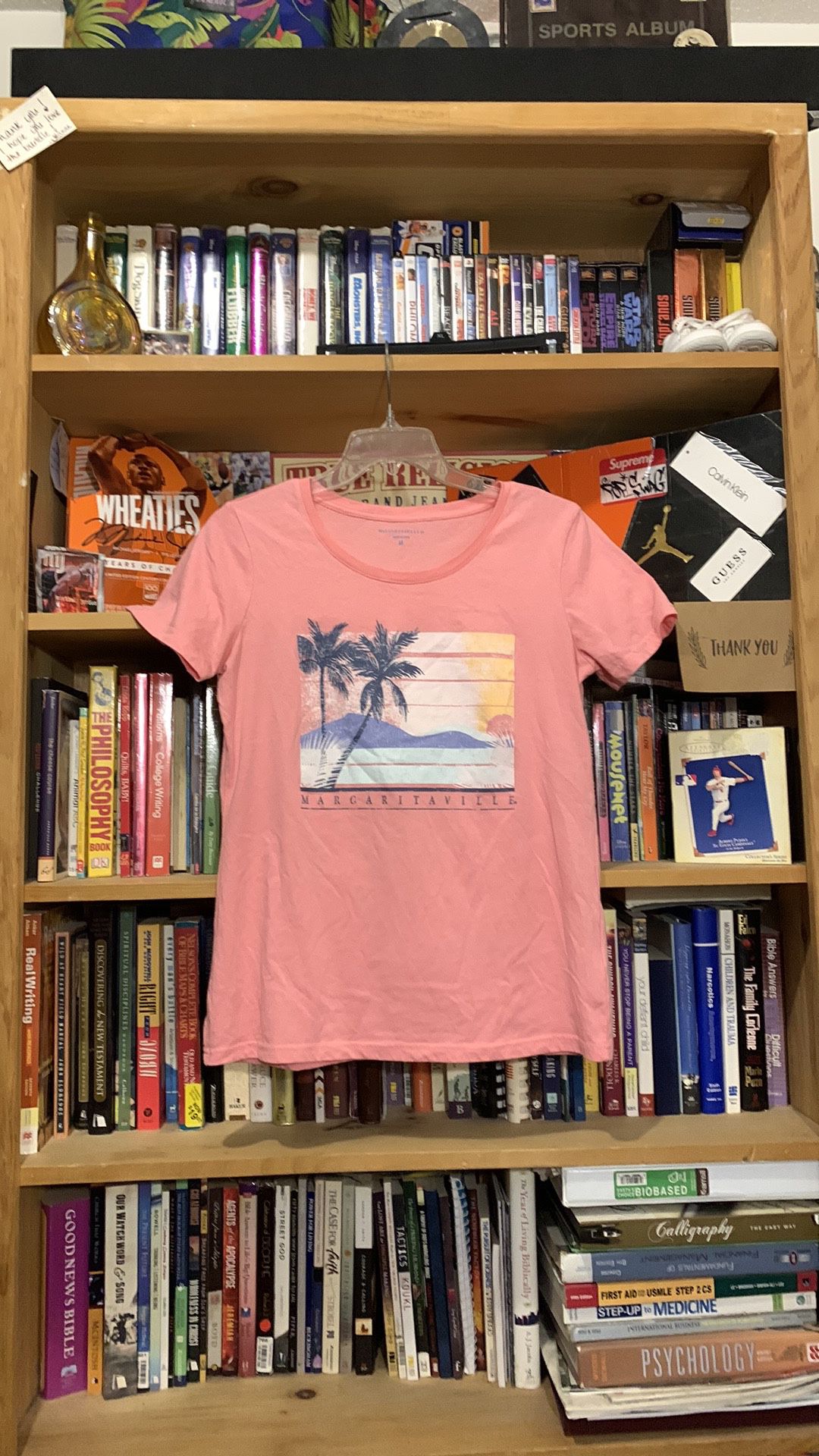 MARGARITAVILLE-women’s pink short sleeve graphic tee-shirt