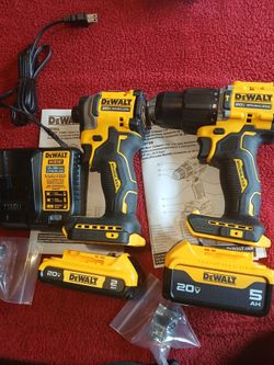 20v Dewalt combo kit Brushless combo kit Hammer Drill/lmpact Drill 3  Speed 1.battery 5.0 Ah  1.battery 2.0ah And Charger New