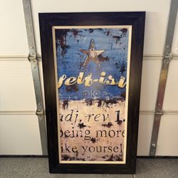 Large Framed Inspirational Wall Art – “Self-ish” Vintage Style Decor (32” x 59”)