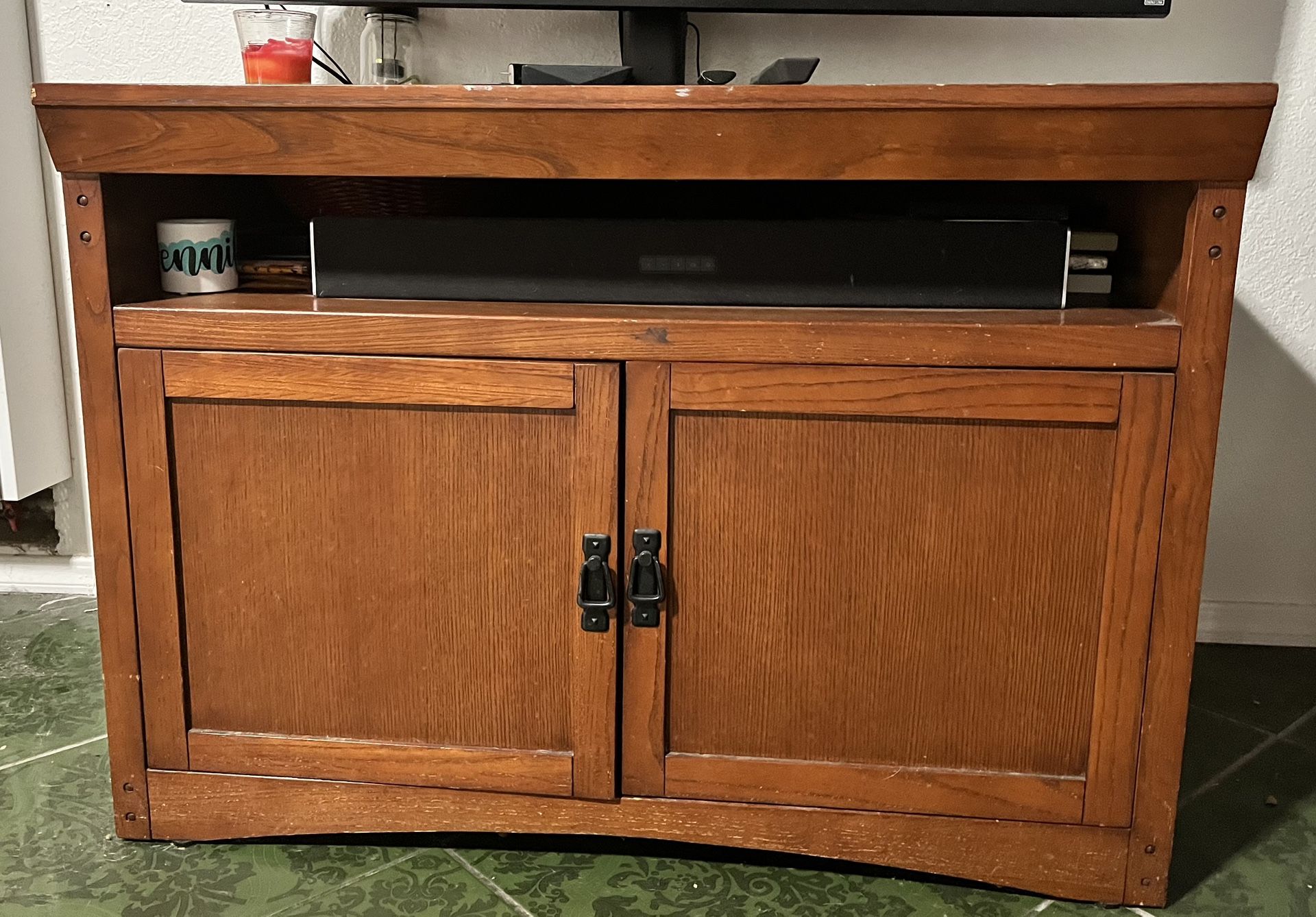 Solid Wood TV Stand With Storage