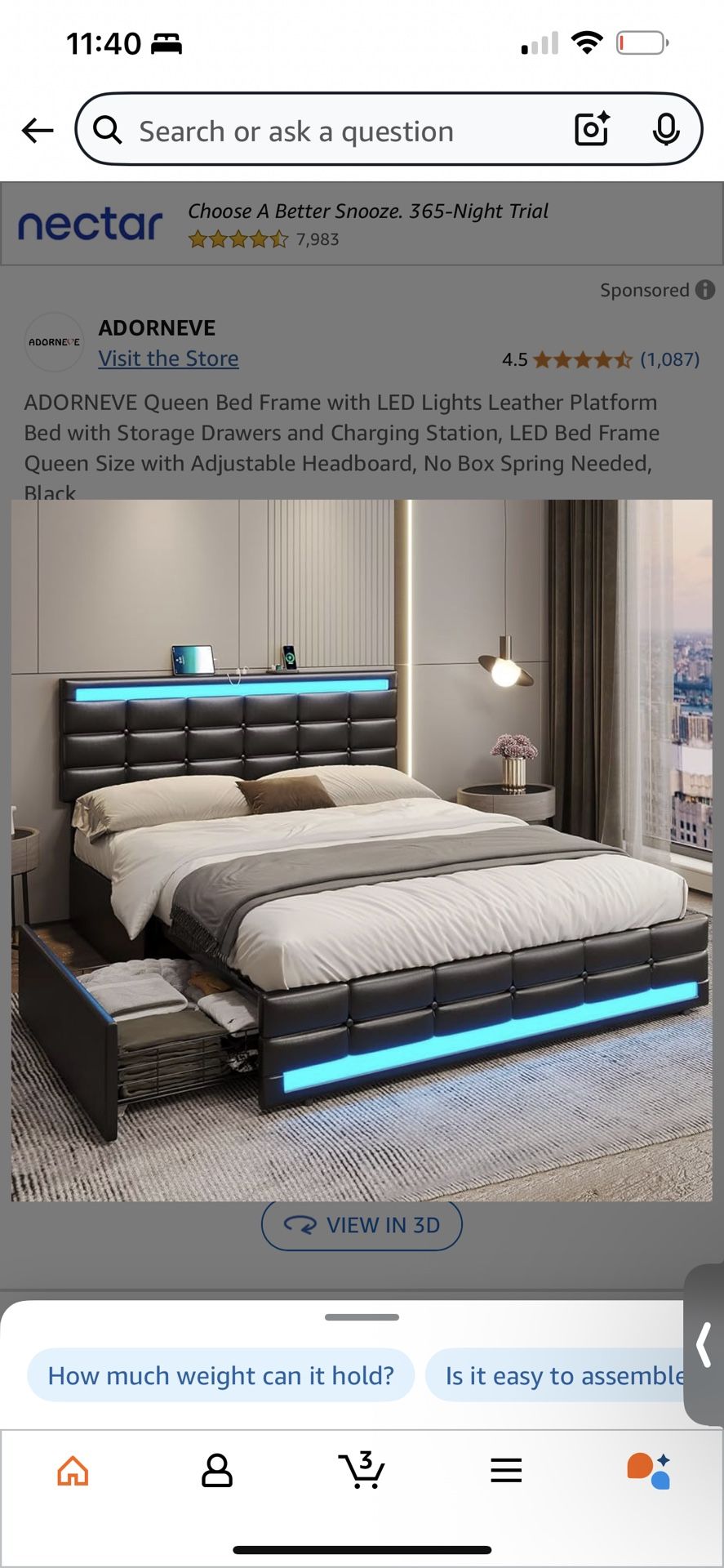 Black Queen bed frame