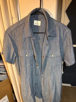 Mutual Weave short-sleeve herringbone button-up