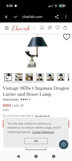 1970's vintage champman dragon lucite/brass lamp