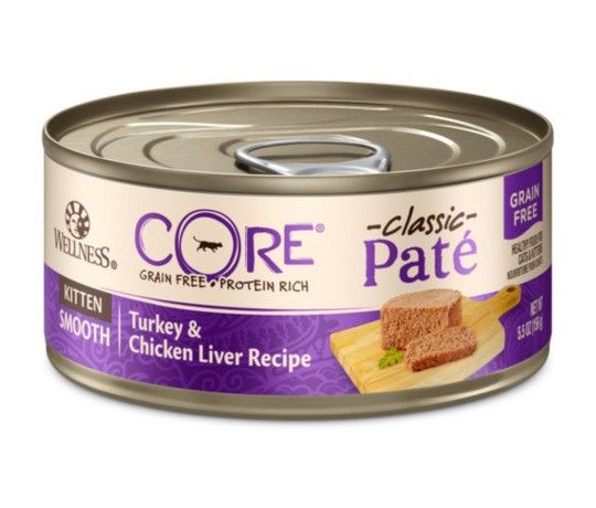 Wellness Core Turkey & Chicken Liver Classic Paté Smooth Kitten Wet Cat Food Cans 5.5oz (8)