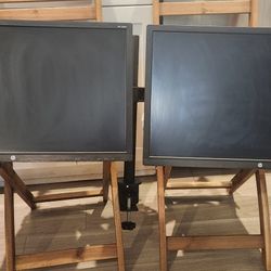 TWO HP 24" LED Dual Monitors WITH Stand Excellent Condition 
