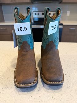 Masterson Boot Company Little Kids Size 10.5 m  Leather Teal Embroidered
