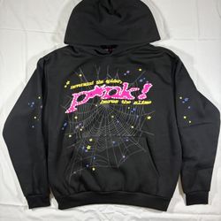 Black/pink Sp5der Hoodie 