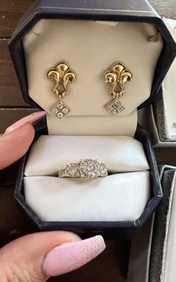 Diamonds 14K Gold Earrings And Ring Set