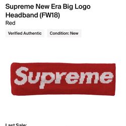 Supreme, New Era Big Logo Headband✅💯% Authentic ✅